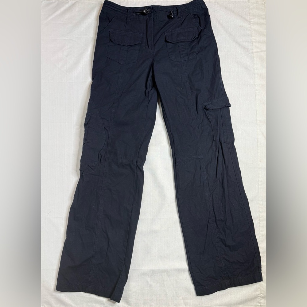 John Galt Pants Women Small Blue Adjustable Waist Low Rise Relaxed Kim Cargo